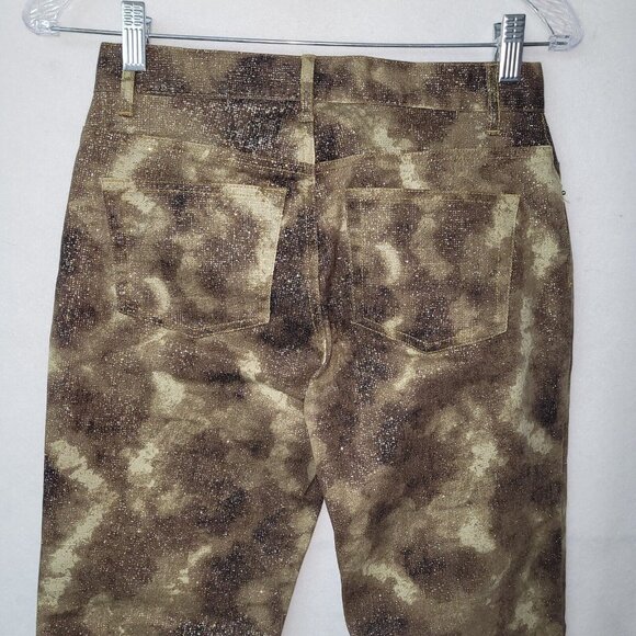 Express Jeans Womens 3/4 Camouflage Gold‎ Brown Metallic Stretch Snakeskin - Picture 5 of 11